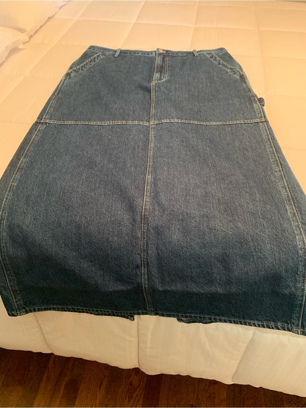 Madewell Denim Midi Skirt, Carpenter Style, 4 Pockets, Size 33